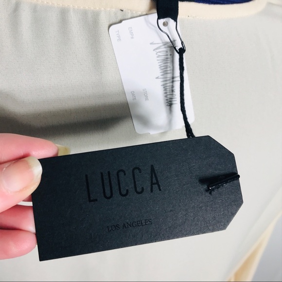 NWT Lucca Cream Cottagecore Boho Lace Up Peasant Top Size Medium - Picture 6 of 8